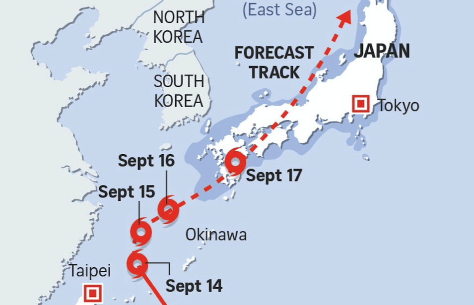 Typhoon Talim headed for Japan