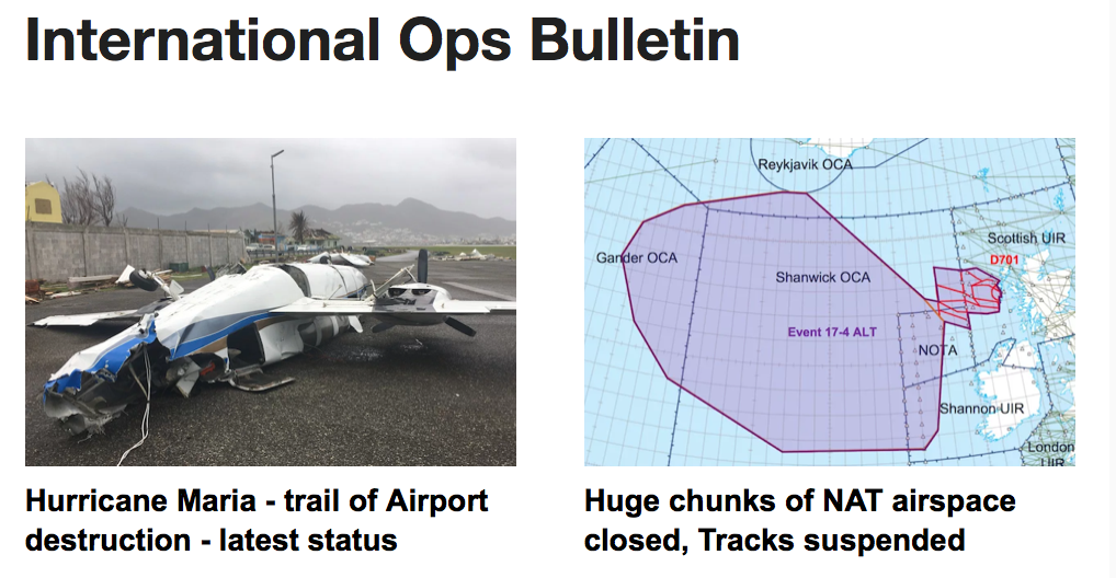 28SEP: Hurricane Maria – trail of Airport destruction, NAT airspace closure – International Ops Bulletin
