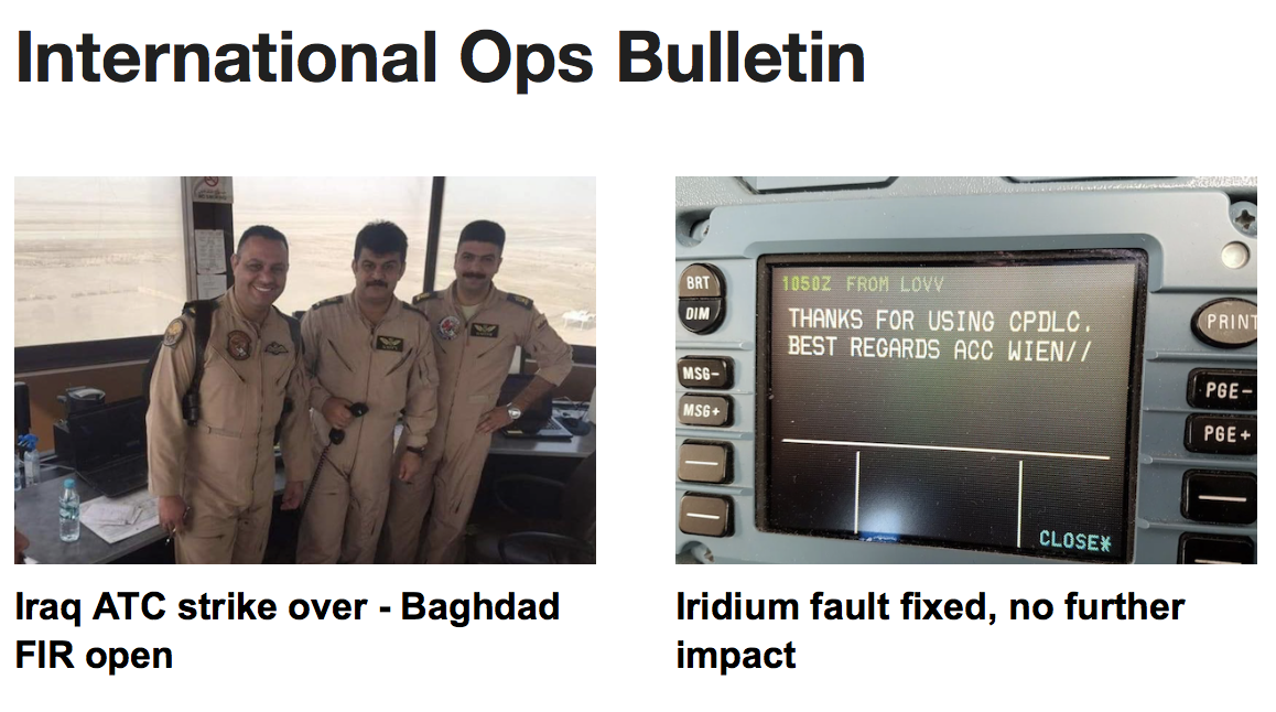 02Nov: Iraq ATC strike, Polar alternates, Manila restrictions, Iridium problem