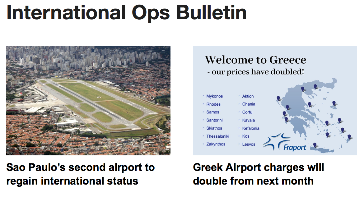 09MAR: Greek airport prices double, new international airport Sao Paolo