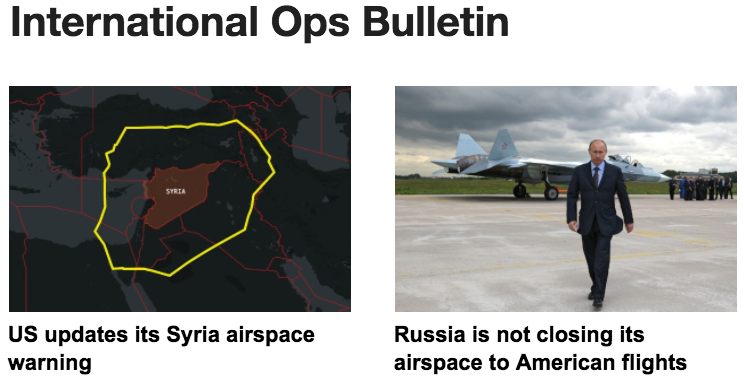 18APR: Expanded Syria airspace risk, Russia is not closing to US flights, Morocco’s new Agadir ACC