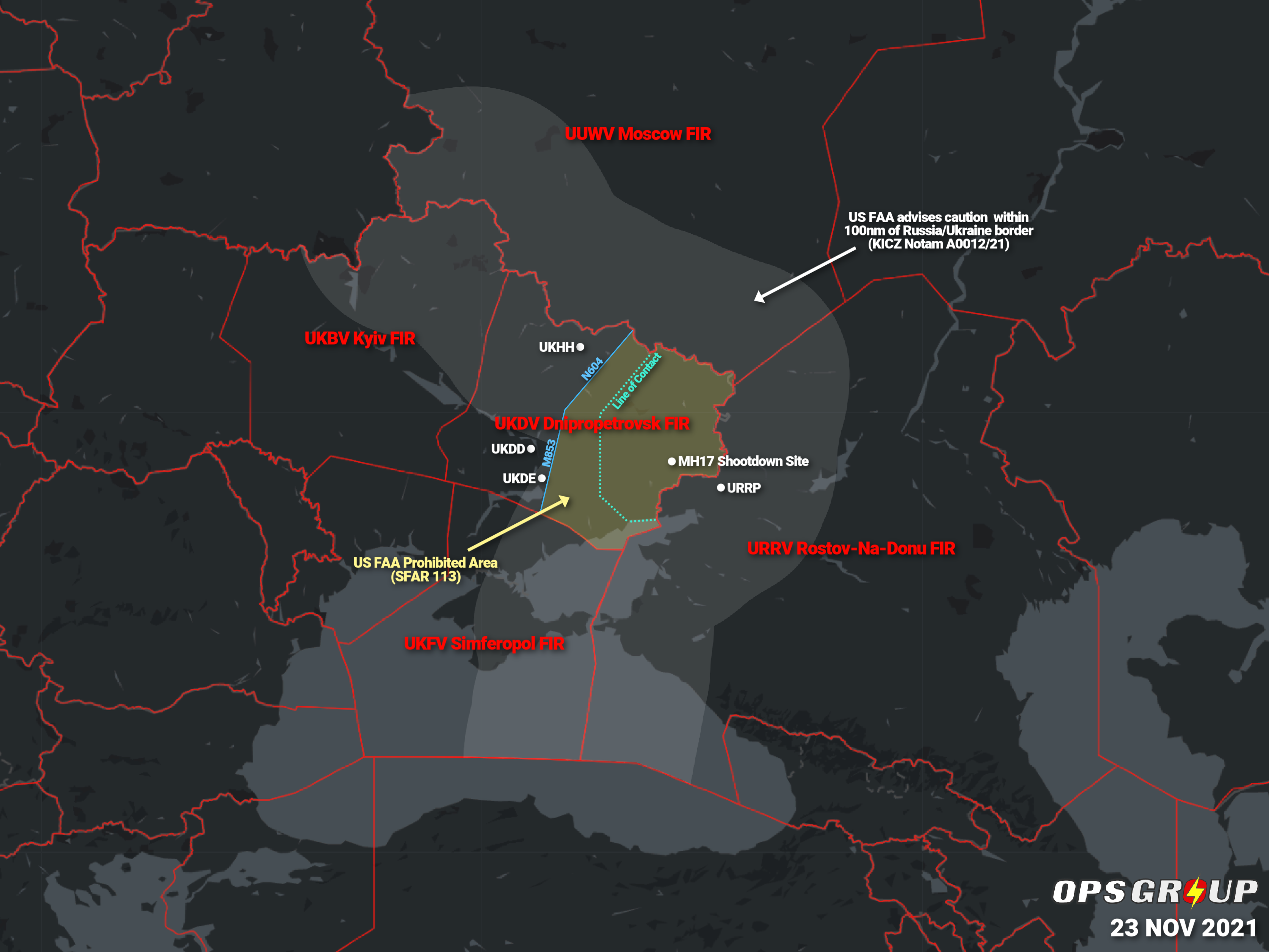 Airspace update: The Russia-Ukraine border conflict