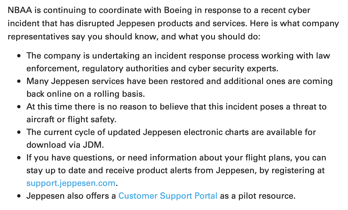 Jeppesen Ransomware Attack Update International Ops 2024 OPSGROUP