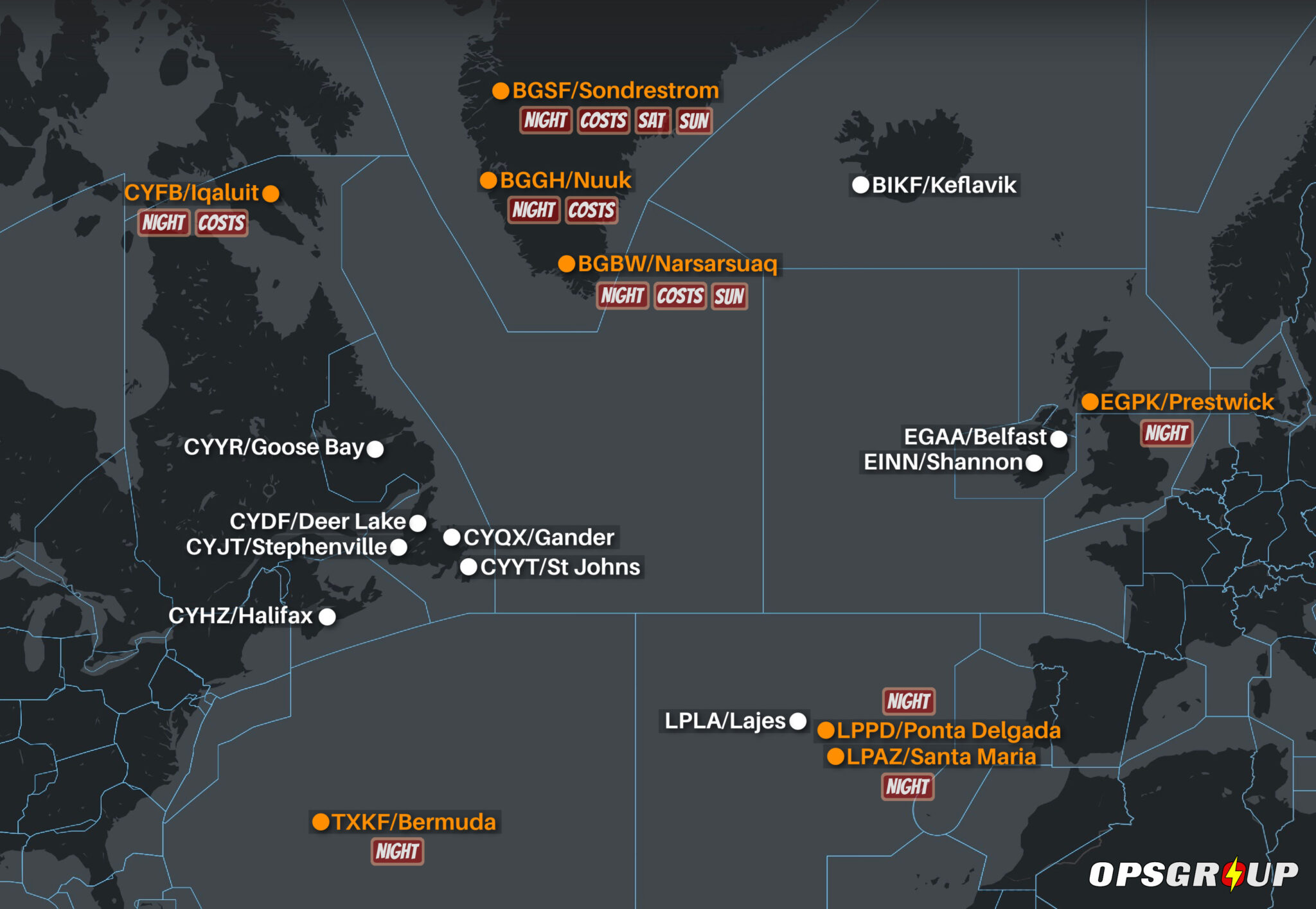 Nat Connection Map FIRE on the NAT! Where to go in an emergency? – International Ops 2026 ...